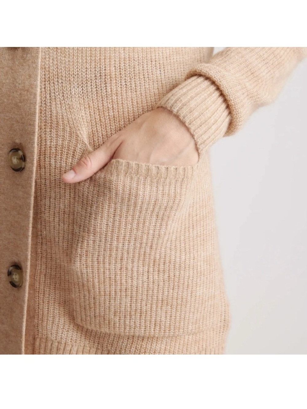 Quince Baby Alpaca/Wool Oversized Cardigan, Camel, Size S - Picture 4 of 10